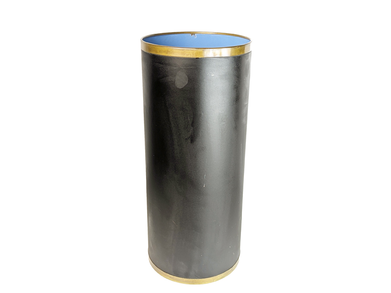 Brass azure enameled & black metal 1960s umbrella stand_00