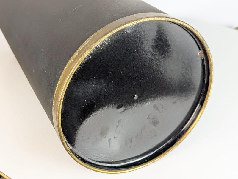 Brass azure enameled & black metal 1960s umbrella stand_05