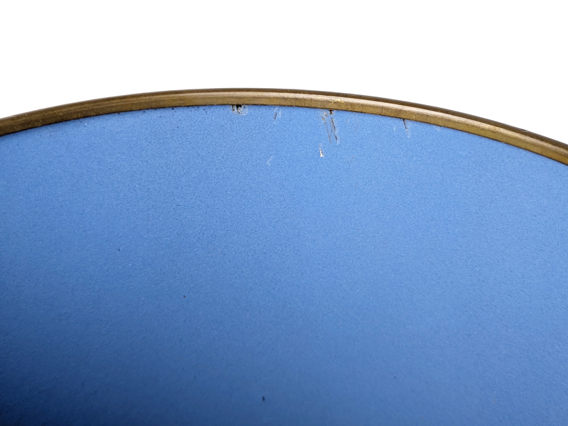 Brass azure enameled & black metal 1960s umbrella stand_07