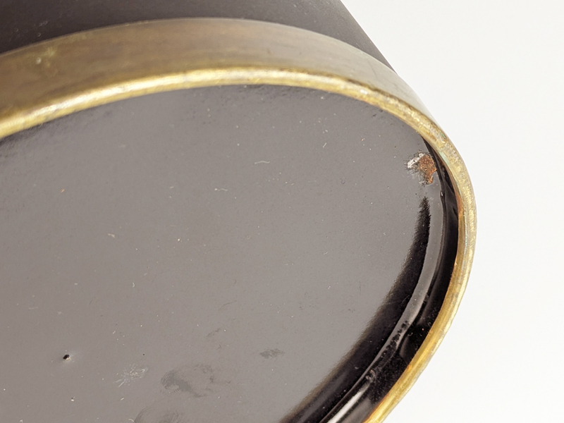 Brass azure enameled & black metal 1960s umbrella stand_09