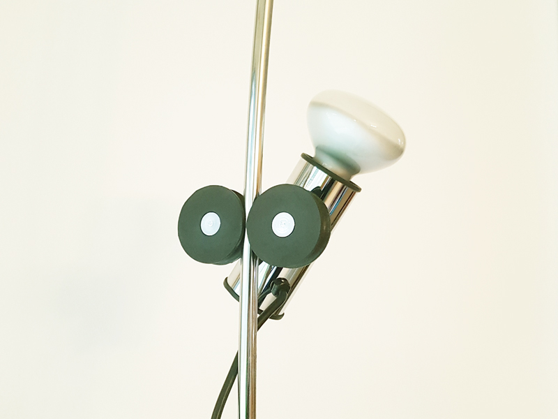 floor ceiling lamp 1970s Molla by Leonardi Stagi for Lumenform_07 Molla, C. Leonardi, F. Stagi for Lumenform, 1970s Chrome Plated & Painted Metal, Rubber