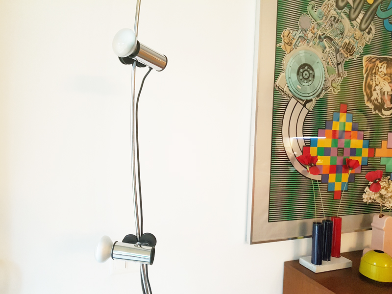 floor ceiling lamp 1970s Molla by Leonardi Stagi for Lumenform_08 Molla, C. Leonardi, F. Stagi for Lumenform, 1970s Chrome Plated & Painted Metal, Rubber