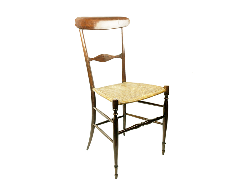 Cavarina Walnut & Wicker 1950s side chair Chiavari chairs, Fratelli Levaggi (attr. to) Italy, 1950s Wood, Vienna Straw