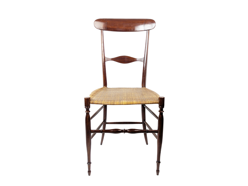 Chiavarina Walnut & Wicker 1950s side chair_03 Chiavari chairs, Fratelli Levaggi (attr. to) Italy, 1950s Wood, Vienna Straw