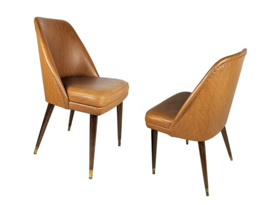 Armchairs, set of 2, Carlo Pagani for Figli di Amedeo Cassina, 1956 Wood, brass & skai