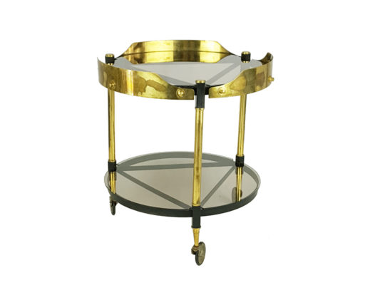 Serving cart, Italy, 1950s Brass, Painted Metal, Smoked Flass
