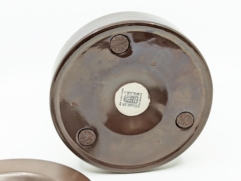 small brown ceramic 1960s barbados ashtray by Mangiarotti Danese_05 Barbados, set of 2, Angelo Mangiarotti for Danese, 1964 Ceramic