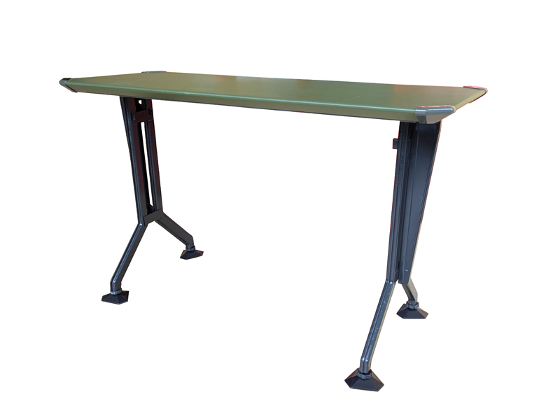 grey metal and green vinyl dattilo desk by BBPR for Olivetti Synthesys_00 Dattilo, set of 2, Studio BBPR (Banfi, Belgioioso, Peressuti, Rogers) for Olivetti, 1960s Painted Metal, skai & Plastic. Perfect