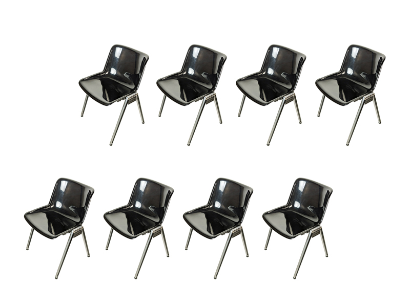 black plastic & aluminum Modus chair by Tecno__00 Modus, set of 18, Furniture