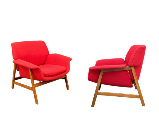 Mod. 849, set of 2, Gianfranco Frattini for Cassina, 1960s Fabric & wood