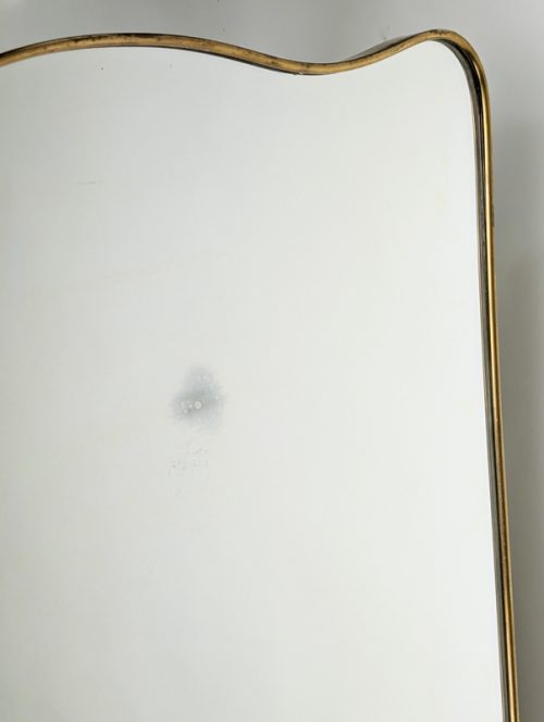 Wall mirror, Italy, 1950s Brass, Mirrored Glass, Wood