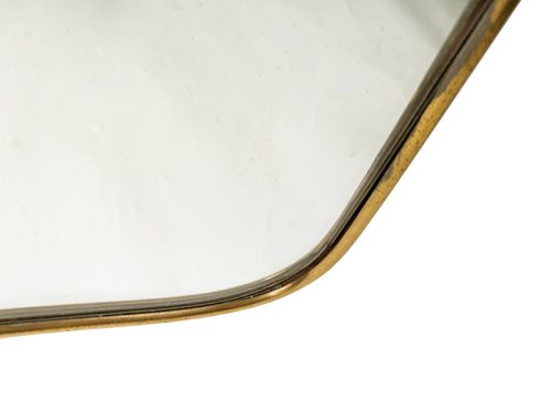 Wall mirror, Italy, 1950s Brass, Mirrored Glass, Wood