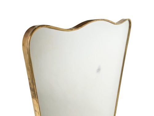 Wall mirror, Italy, 1950s Brass, Mirrored Glass, Wood