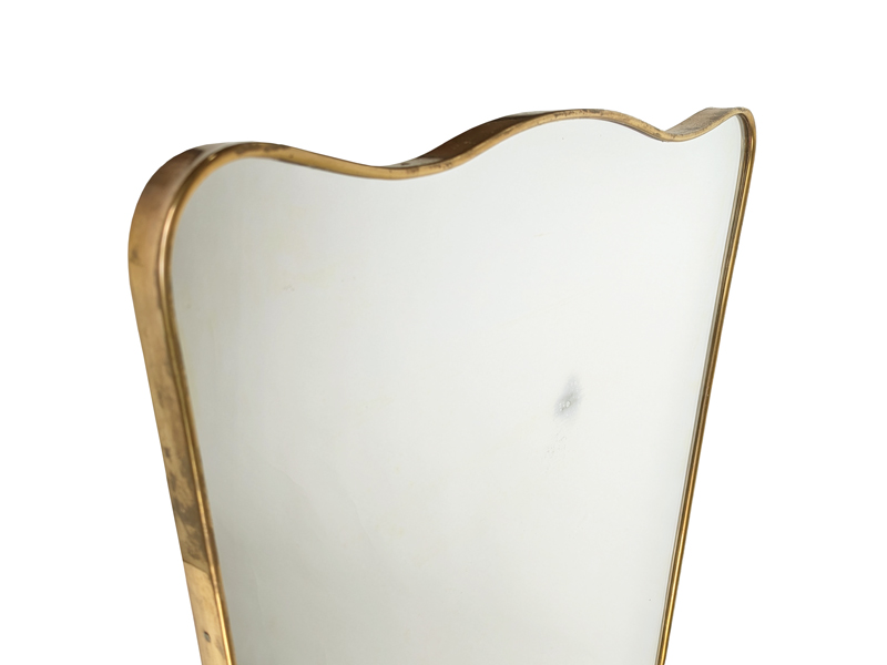 Brass frame & mirrored glass 1950s wall mirror_08 Wall mirror, Italy, 1950s Brass, Mirrored Glass, Wood