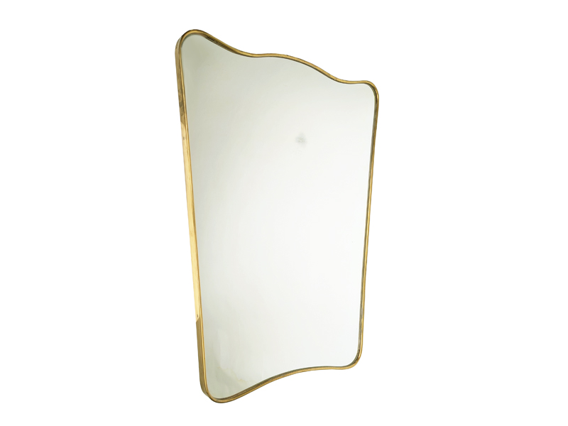 Brass frame & mirrored glass 1950s wall mirror_09 Wall mirror, Italy, 1950s Brass, Mirrored Glass, Wood