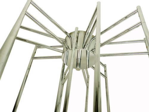 12-light tromba chandelier, Goffredo Reggiani for Reggiani illuminazione, 1960-70s Chrome Plated Metal & Brass