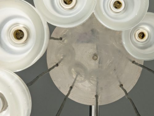 6119, Marco Zanuso for Oluce, 1960s Molded & Sandblasted Glass, Nickel Plated Metal