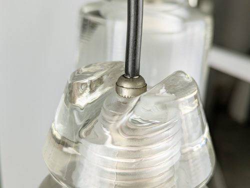 6119, Marco Zanuso for Oluce, 1960s Molded & Sandblasted Glass, Nickel Plated Metal