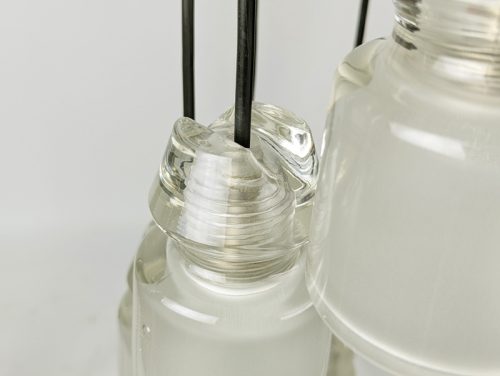 6119, Marco Zanuso for Oluce, 1960s Molded & Sandblasted Glass, Nickel Plated Metal