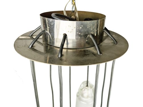 6119, Marco Zanuso for Oluce, 1960s Molded & Sandblasted Glass, Nickel Plated Metal