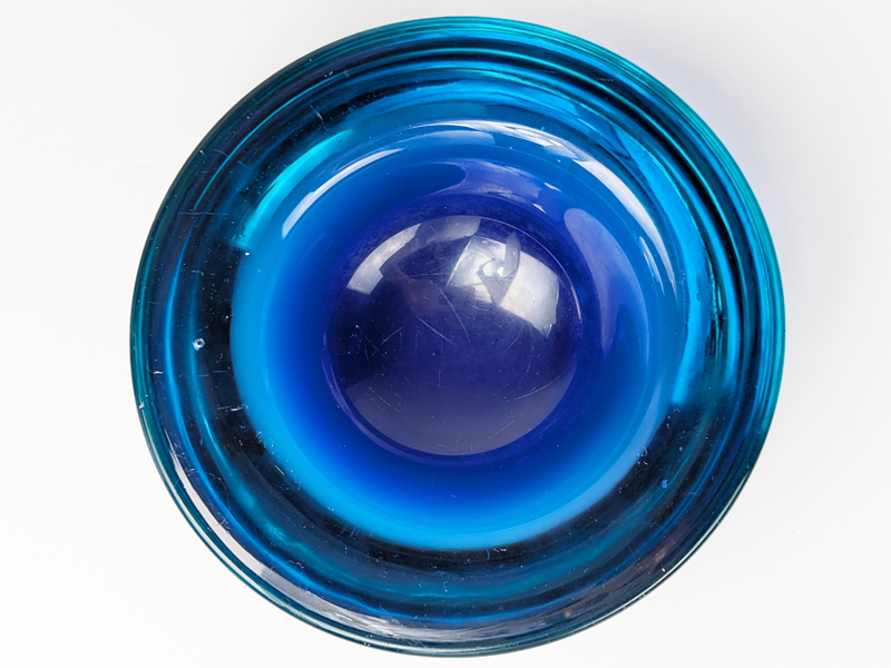 blue violet & green Murano glass ashtray by Seguso_05 Centerpiece, Seguso Vetri d’ Arte, 1960s Murano Glass