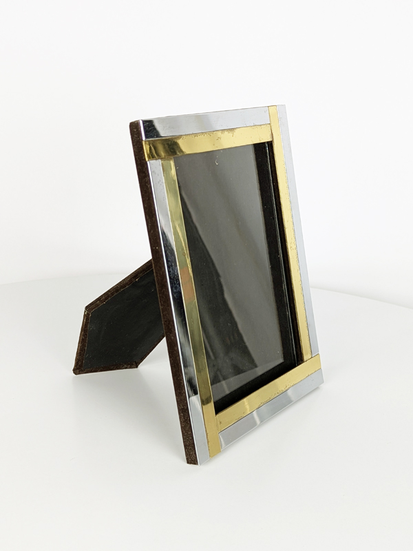 brass velvet & chrome plated metal 1970s picture frame Picture frame, Decoration