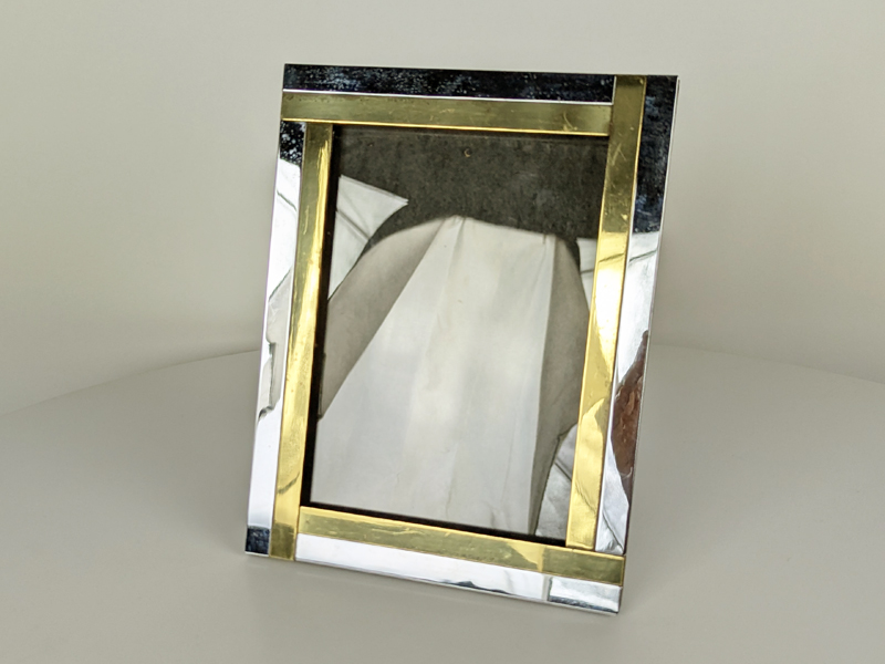 brass velvet & chrome plated metal 1970s picture frame_01 Picture frame, Decoration