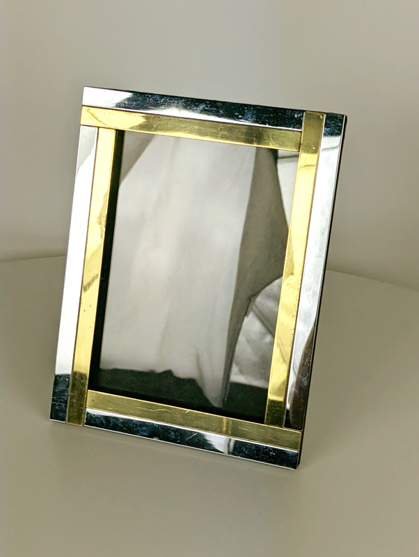 brass velvet & chrome plated metal 1970s picture frame_04 Picture frame, Decoration