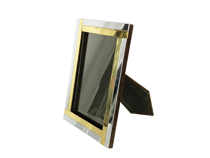 brass velvet & chrome plated metal 1970s picture frame_08 Picture frame, Decoration