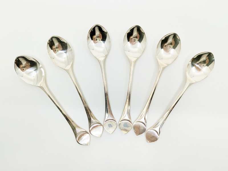 silver plated metal 1960s Lotus cutlery set for 6 persons by Rosenthal_03 Lotus 6 person cutlery set, B. Wiinblad & K.G. Hansen for Rosenthal Studio Linie , 1960-70s Silver-Plated Metal