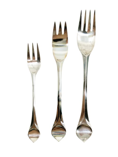 Lotus 6 person cutlery set, B. Wiinblad & K.G. Hansen for Rosenthal Studio Linie , 1960-70s Silver-Plated Metal