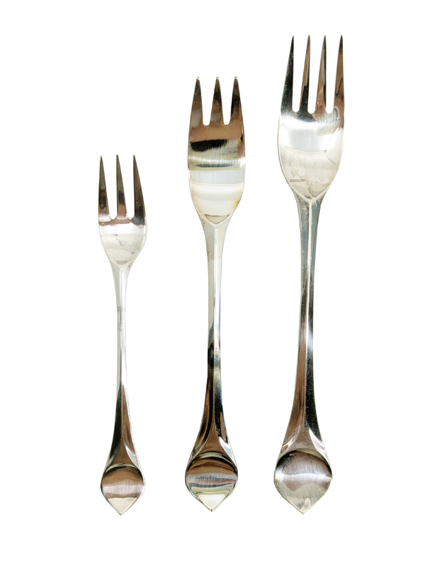 silver plated metal 1960s Lotus cutlery set for 6 persons by Rosenthal_11 Lotus 6 person cutlery set, B. Wiinblad & K.G. Hansen for Rosenthal Studio Linie , 1960-70s Silver-Plated Metal