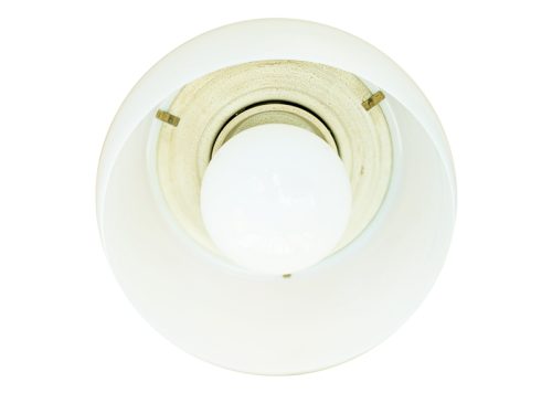 Omega, Vico Magistretti for Artemide, 1960s. Opaline Glass, Brass, Painted Metal