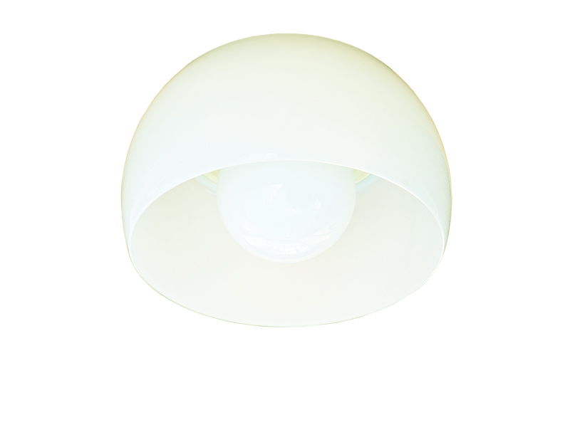 white opalone glass & painted metal 1960 Omega ceiling lamp by Artemide_06 Omega, Vico Magistretti for Artemide, 1960s. Opaline Glass, Brass, Painted Metal