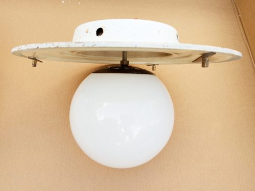 Omega, Vico Magistretti for Artemide, 1960s. Opaline Glass, Brass, Painted Metal