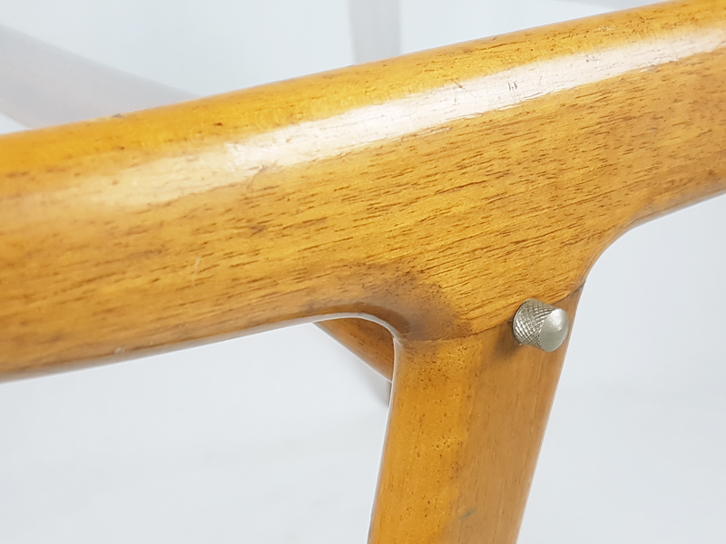 Beech wood and curved glass 1950s coffee table in the style of FA_02 Coffee table, F. Lanzani, 1950s Beech, Glass & Brass