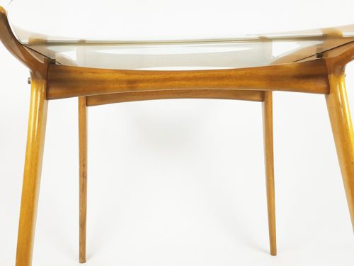 Coffee table, F. Lanzani, 1950s Beech, Glass & Brass