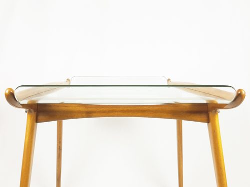 Coffee table, F. Lanzani, 1950s Beech, Glass & Brass