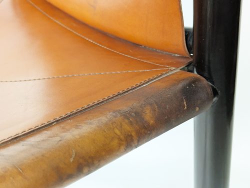 905 dining chair, set of 4, Vico Magistretti for Figli di Amedeo Cassina, Italy), 1964 Laquered Wood, Leather