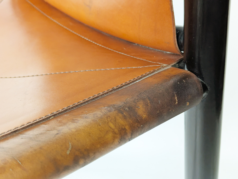 Black wood & brown leather armchairs by Magistretti Cassina 905 dining chair, set of 4, Vico Magistretti for Figli di Amedeo Cassina, Italy), 1964 Laquered Wood, Leather