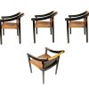 905 dining chair, set of 4, Vico Magistretti for Figli di Amedeo Cassina, Italy), 1964 Laquered Wood, Leather