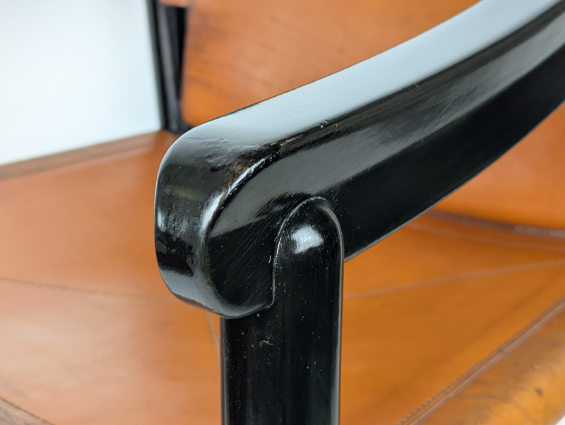 Black wood & brown leather armchairs by Magistretti Cassina_14 905 dining chair, set of 4, Vico Magistretti for Figli di Amedeo Cassina, Italy), 1964 Laquered Wood, Leather