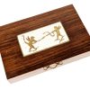 Decorative boxe, Italy, 1940s Wood, Brass & Painted Ceramic