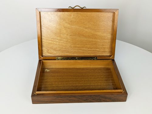 Decorative boxe, Italy, 1940s Wood, Brass & Painted Ceramic