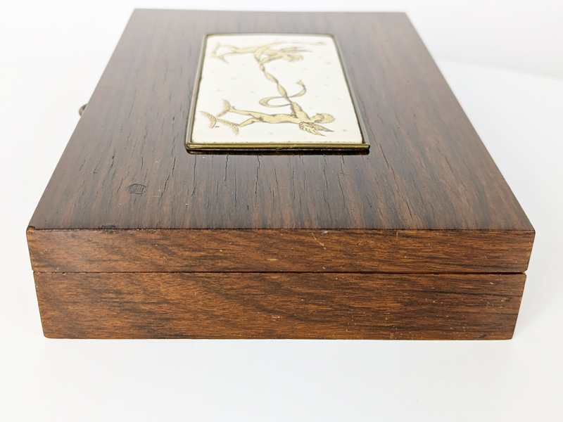 wood, gilt ceramic & brass 1940s box_09 Decorative boxe, Italy, 1940s Wood, Brass & Painted Ceramic