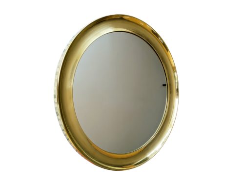 Wall Mirror, Italy 1970s. Brass & Mirror