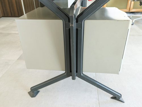 Arco desk, Studio BBPR (Banfi, Belgioioso, Peressuti, Rogers) for Olivetti, 1960s Painted Metal, skai & Plastic