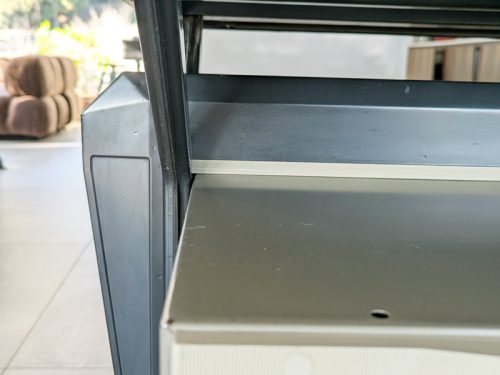 Arco desk, Studio BBPR (Banfi, Belgioioso, Peressuti, Rogers) for Olivetti, 1960s Painted Metal, skai & Plastic