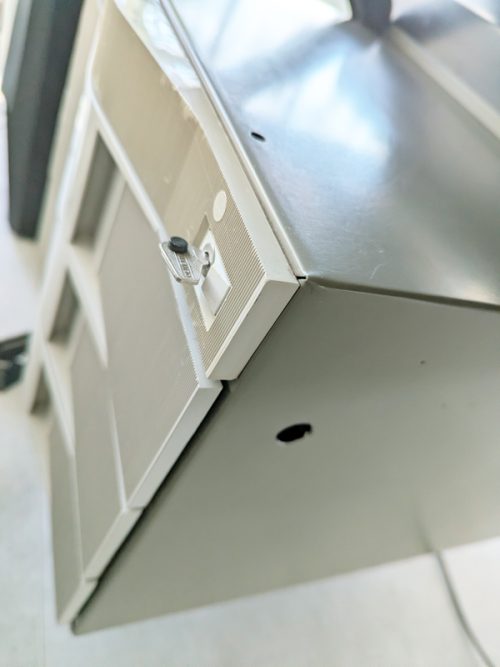 Arco desk, Studio BBPR (Banfi, Belgioioso, Peressuti, Rogers) for Olivetti, 1960s Painted Metal, skai & Plastic
