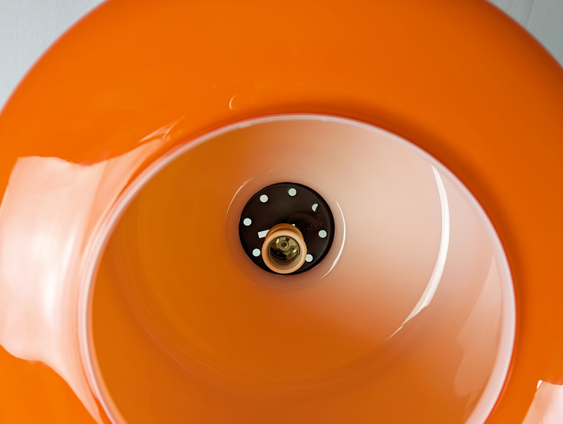 Orange Murano glass pendant lamp by Vistosi_01 Murano Pendant, Vetreria Vistosi (attr. to), 1960s Murano Glass, Painted Metal, Brass